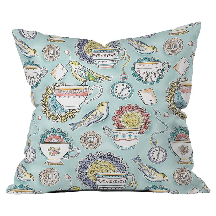 Tea Time Outdoor Throw Pillow