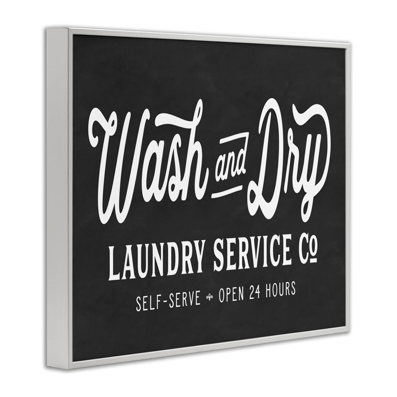 Wash and Dry Laundry Service Co., H 24 po x l 30 po, Giclée encadrée blanc bord de mer
