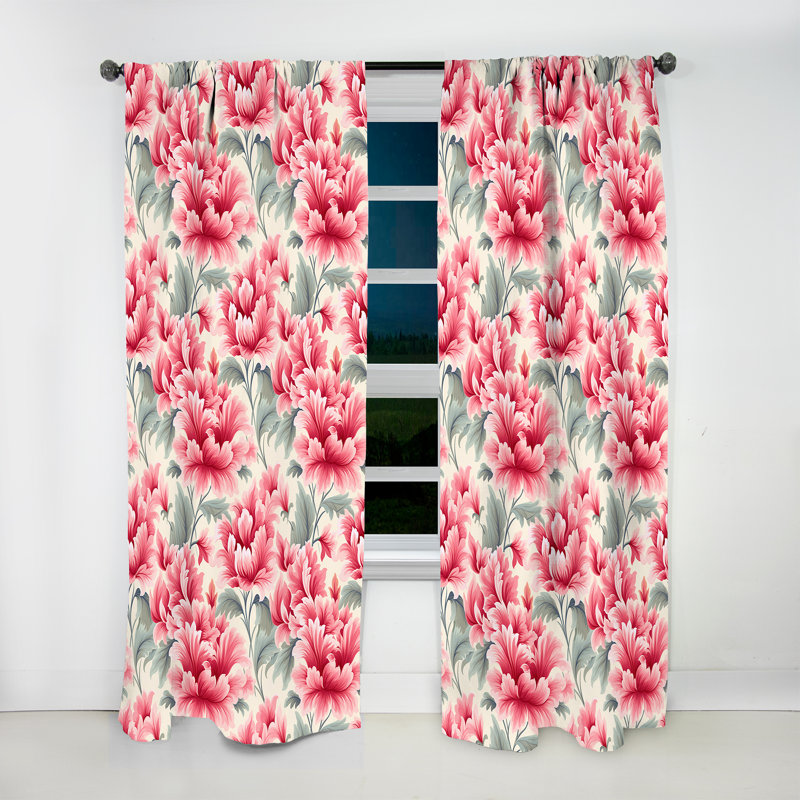 «Garden Pink Vibrant» - Rideau damassé obscurcissant - 1 panneaux, L 52 po x L 95 po