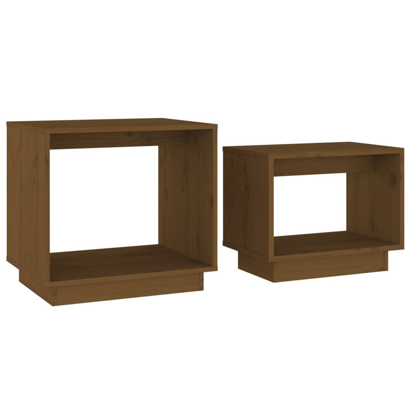 Ebern Designs Nesting Coffee Tables 2 Pcs Solid Wood Pine, Honey Brown
