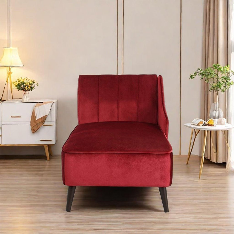 Chaise longue en tissu de qualité supérieure, Rouge, Orienté à gauche (vu de face)