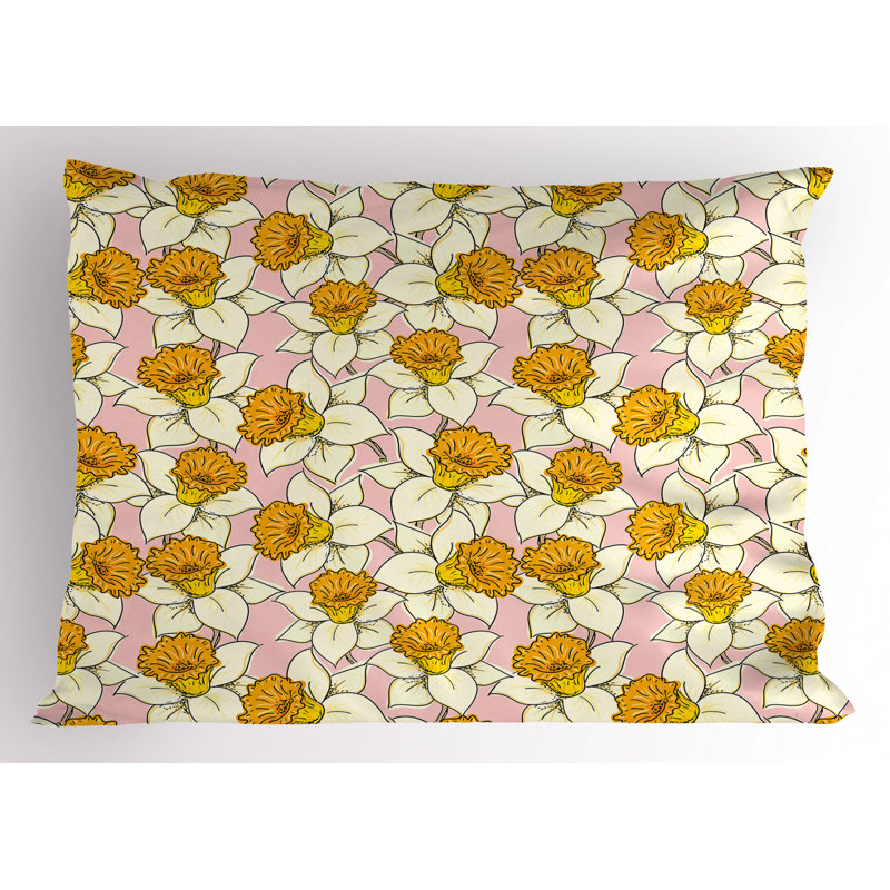 Pink/Yellow Polyester Microfiber Piece Sham, Twin