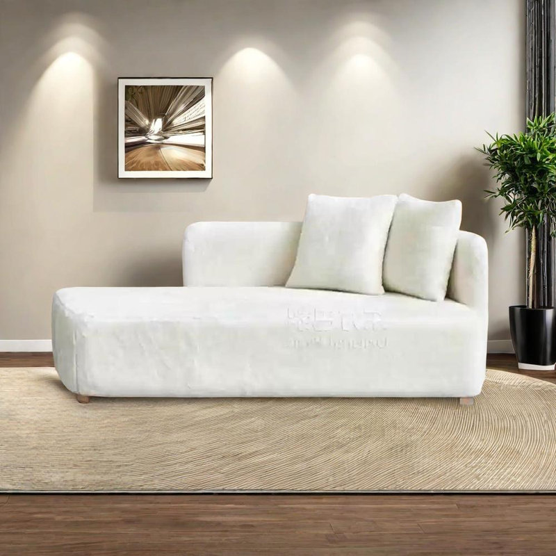 Élégante chaise supérieure en bois massif, Marron clair, Orienté à droite, Blanc cassé / blanc