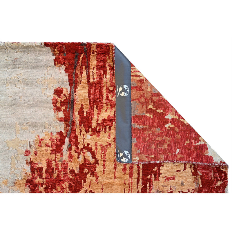 Hand Woven Wool Abstract Area Rug, Rectangle 9' x 12'