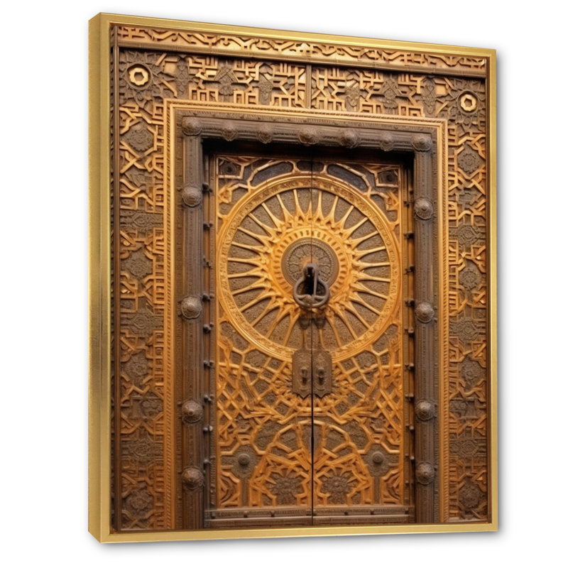 «Old Carved Wooden Door X - Farm Door», reproduction d'art sur toile encadrée, H 32 po x l 24 po x P 1 po