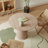 Japandi 35.5" Small Round Wooden Dining Table for 2 with Pedestal Base