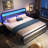 Metal  Bed Frame with LED Headboard and Footboard, Rustic Industrial Heavy Duty Wooden Platform Bed Frame with Under Bed Storage, Noise Free, No Box Spring Needed-488578650-488578645