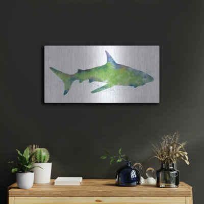 Highland Dunes «Watercolor Shark II» par Linda Woods, art mural en métal