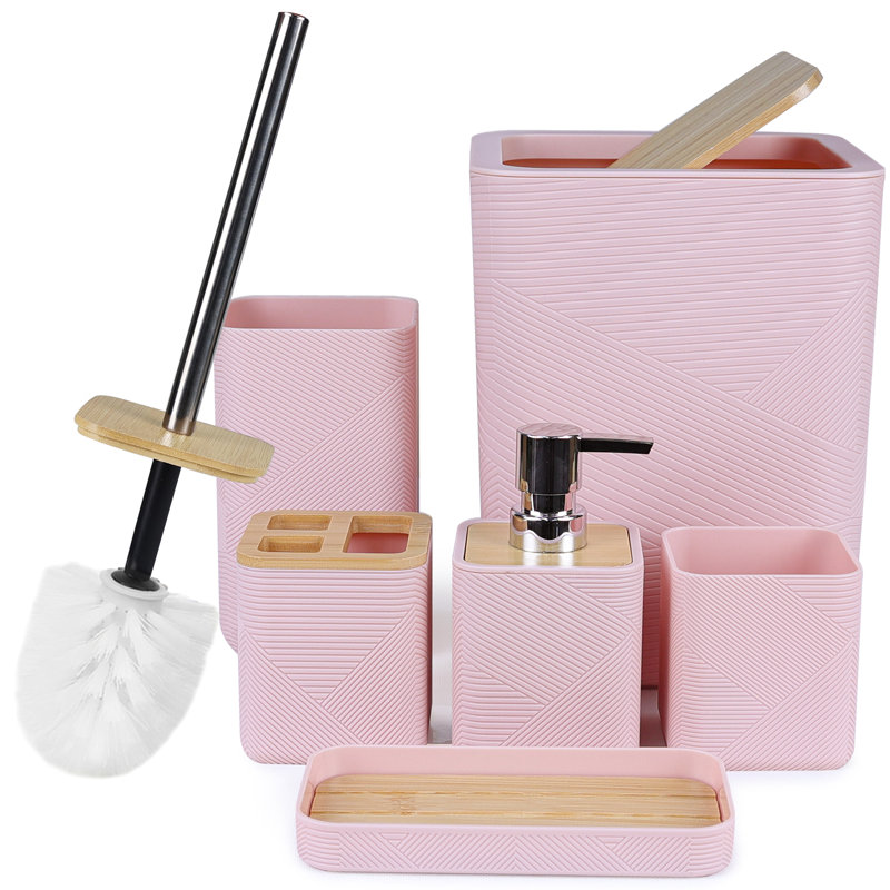L'ensemble d'accessoires de salle de bain 6 pièces comprend un distributeur de savon, un porte-brosse à dents, un porte-brosse à dents, un porte-savon pour comptoir décoratif et un cadeau de pendaison de crémaillère