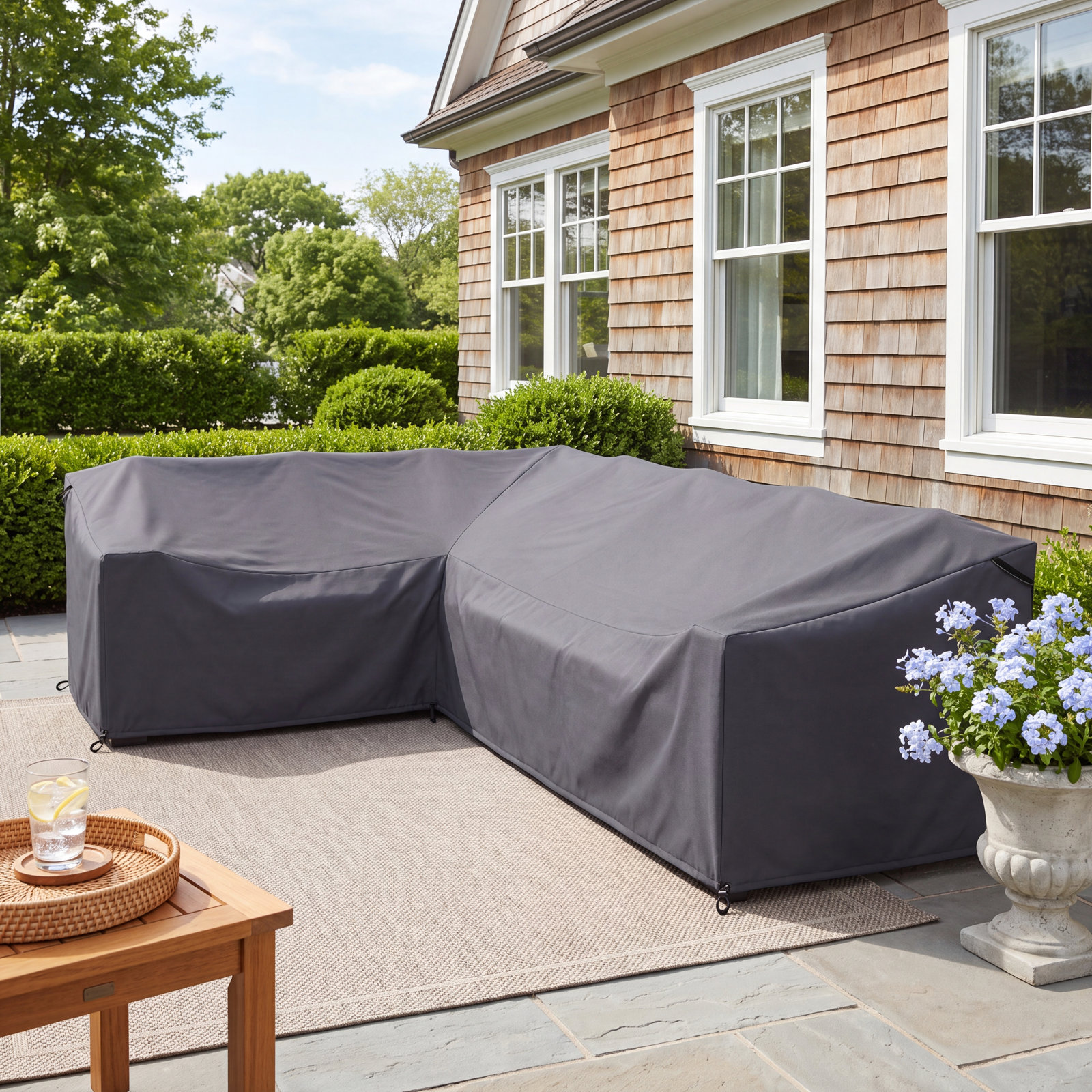 Wicker L-Shape Outdoor Sectional Sofa Cover