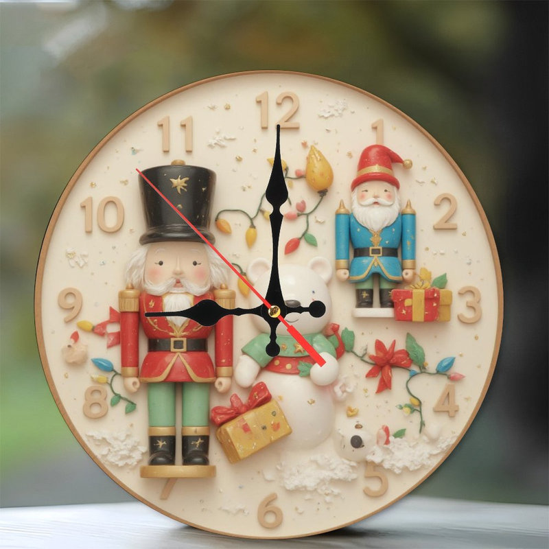 Horloge avec village d'hiver et ours polaires