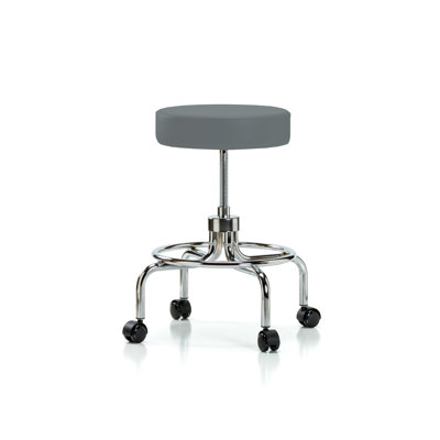 Adjustable Height Lab Stool with Footrest and Removable Casters/Wheels