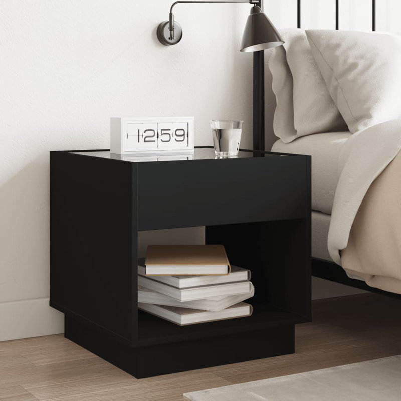 Creaghan 50cm W Bedside Table, Black