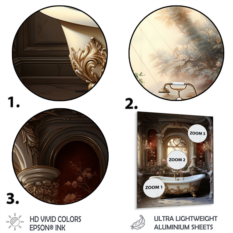 Salle de bain classique en marbre II - Décoration murale en métal pour salle de bain, H 40 po x l 30 po x P 1 po