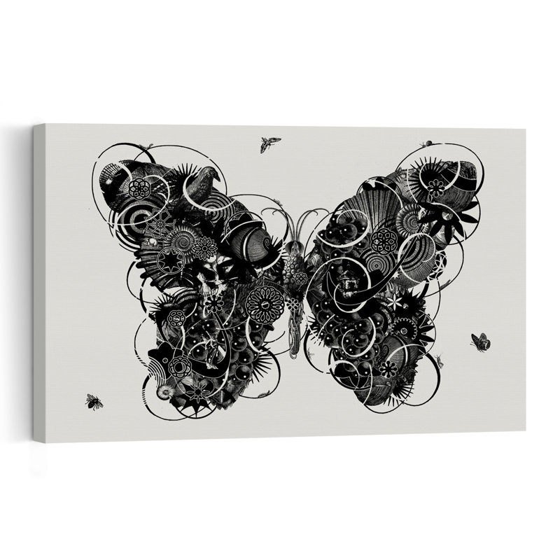 Steampunk Butterfly Gears Abstract Industrial Surreal Butterfly Wall Art Print by Jaco Putker - Print, 60.96cm H x 91.44cm W