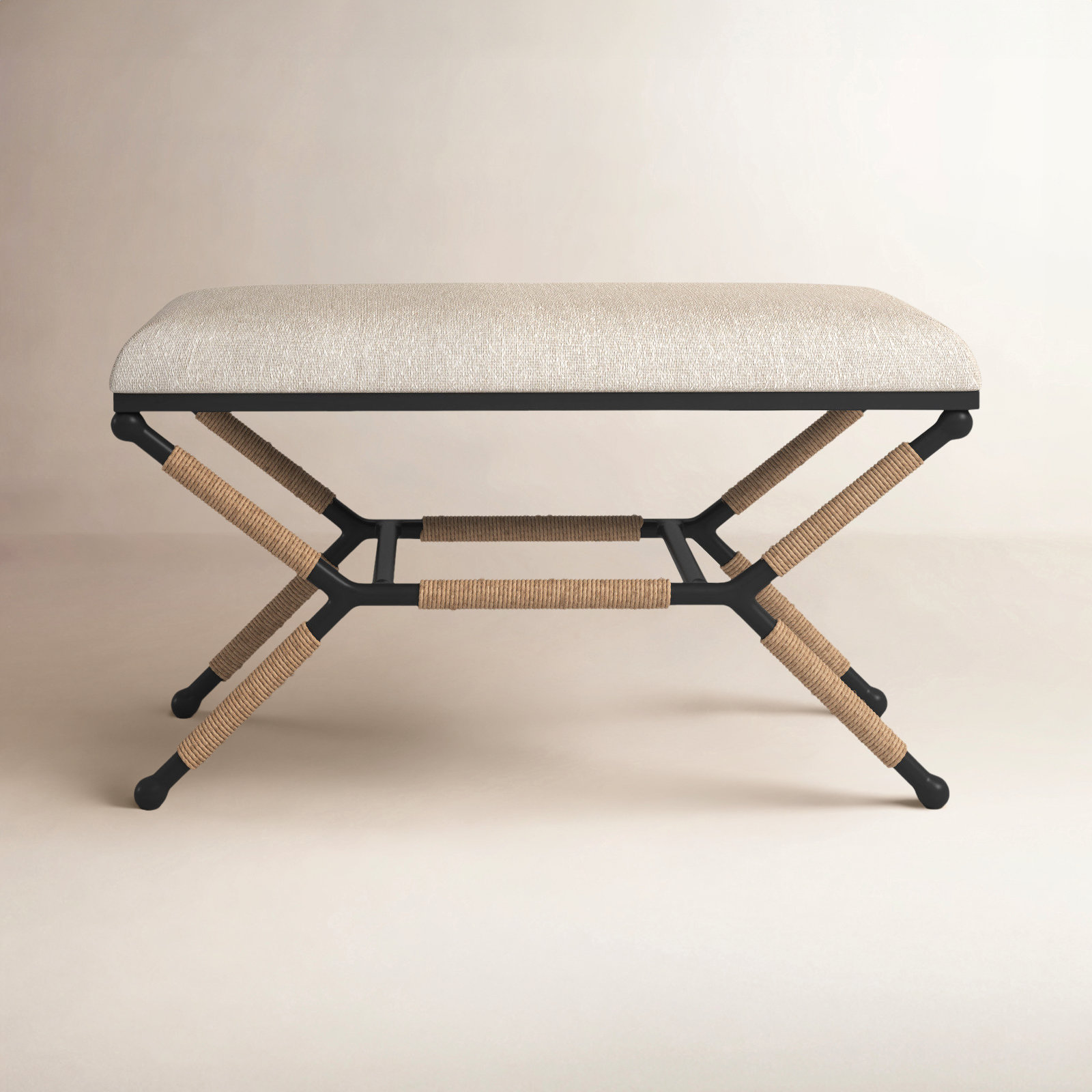 Pippa 36" Cotton Bedroom Bench, Beige