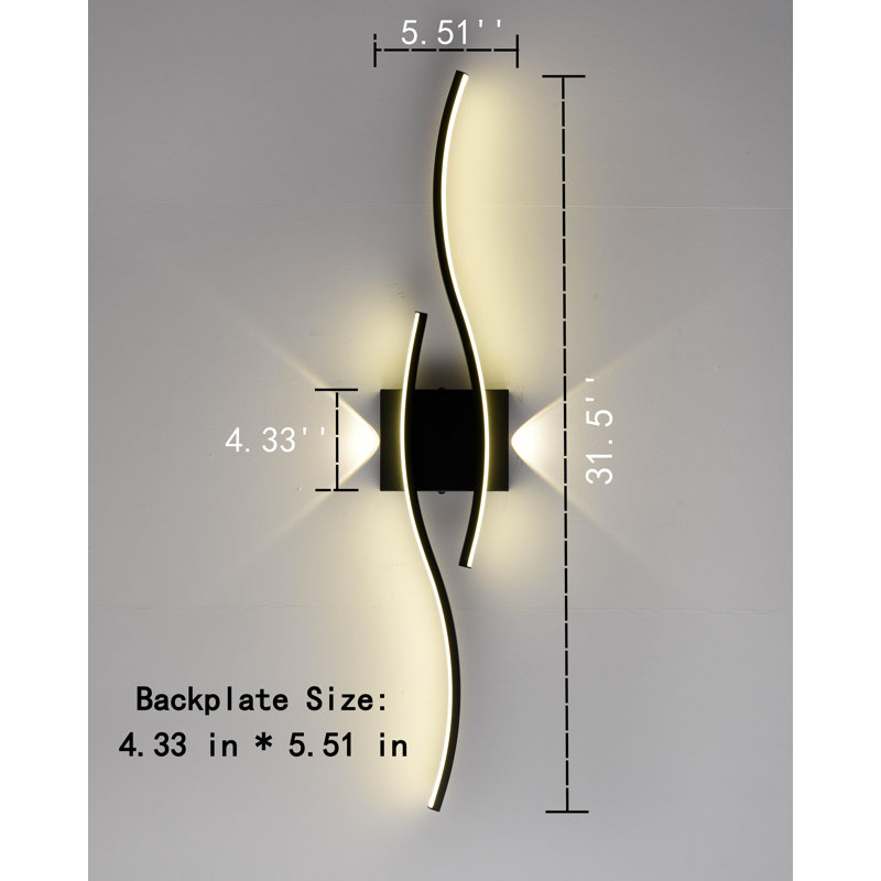 Black Creative Wave Strip Led Wall Light Fixture Industrial Wall Sconce