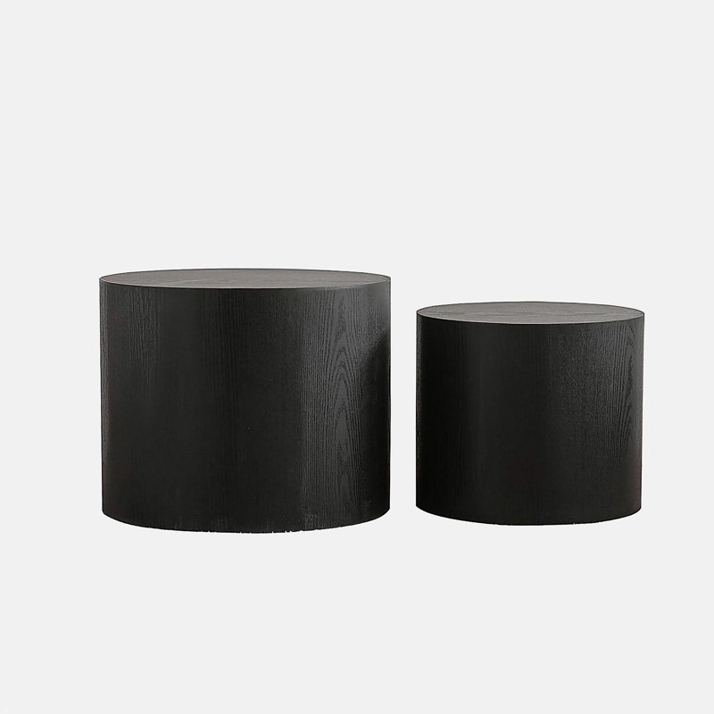 Ensemble de 2 tables basses rondes en bois Nesting, Noir