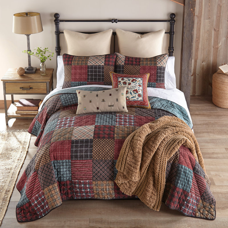 Appalachia Plaid Cotton Quilt Set, King Quilt + 2 King Shams