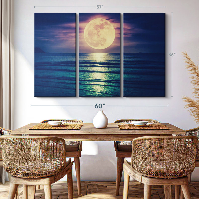 «Lune jaune» 3 pièces, H 36 po x l 57 po x P 1,25 po