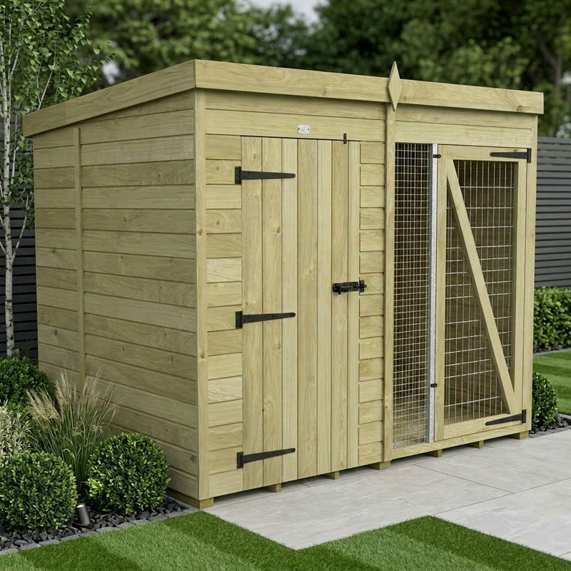Total Sheds 8ft x 6ft Dog Run Full Height - Outdoor Dog Kennel - Pressure Treated Timber - UK Manufactured
