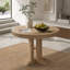 Table de salle à manger ronde extensible de style campagnard pour cuisine ou salle à manger (finition en bois naturel)-249157911