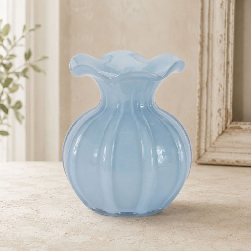 Vase côtelé à volants (ensemble de 2), H 5,5 po, Bleu