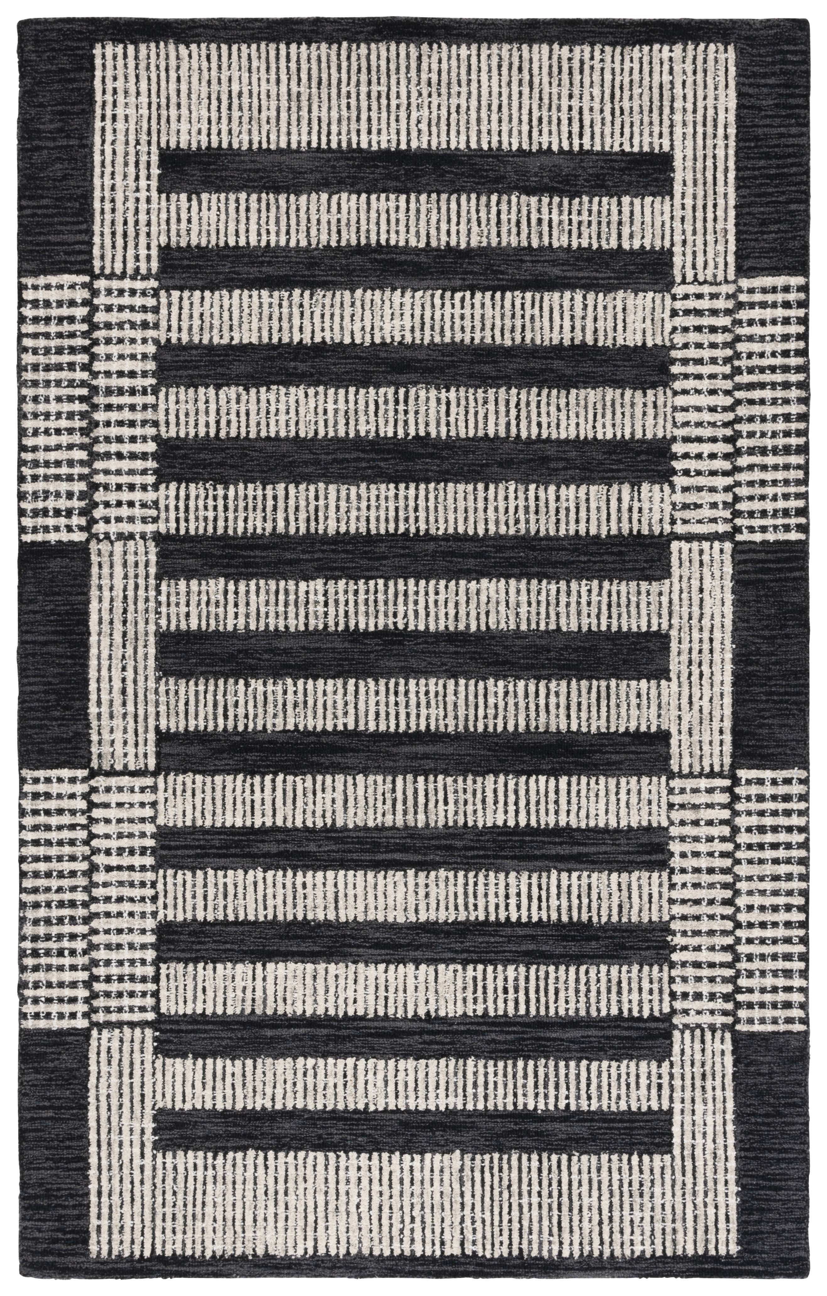 Ebern Designs Pine 502 Hand Tufted Wool Pile Striped Rug | Wayfair