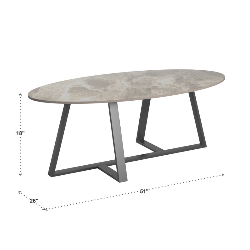 Kashlee Glossy Sintered Stone Coffee Table, Gray