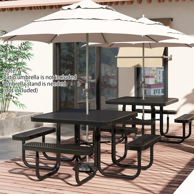 Banc de pique-nique en métal pour 6 personnes