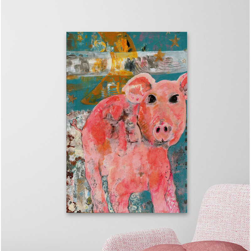 Modern Farm Piglet Series by Tara Daavettila - Wrapped Canvas Print, 61cm H x 41cm W x 3.81cm D
