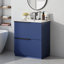 Meuble-lavabo BOV de 76 cm (30 po) au design cannelé, avec lavabo en céramique et tiroirs de rangement séparés-727607097
