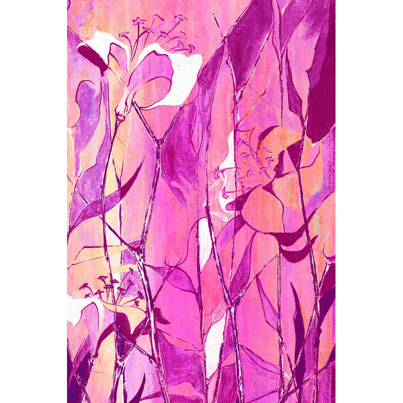 Mauve plan de fleurs - peinture sur toile tendue, H 36 po x l 24 po