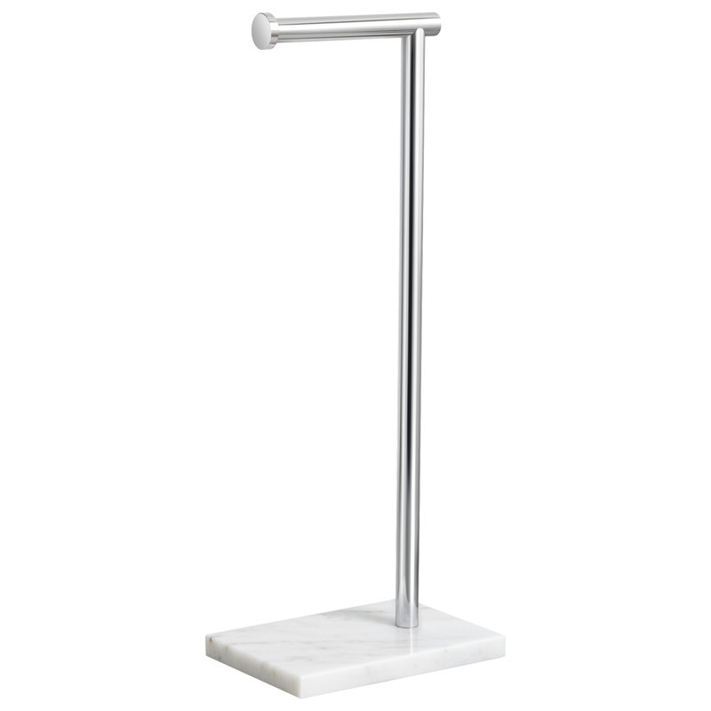 Porte-papier hygiénique sur pied en marbre naturel KES, Chrome poli