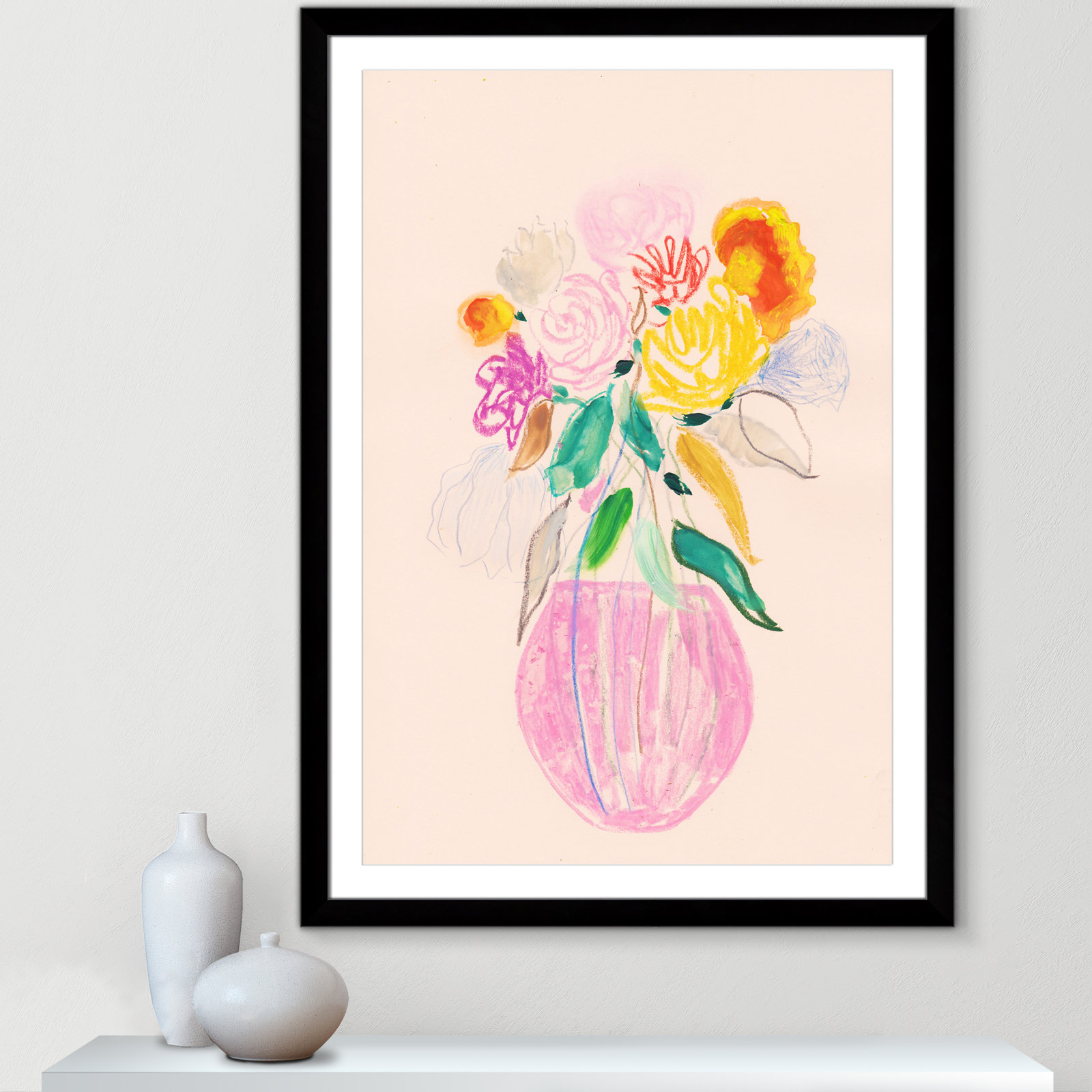 Simple Floral Collection "Simple Floral I" Print by Bea Dina, Black Single Picture Framed Paper, White