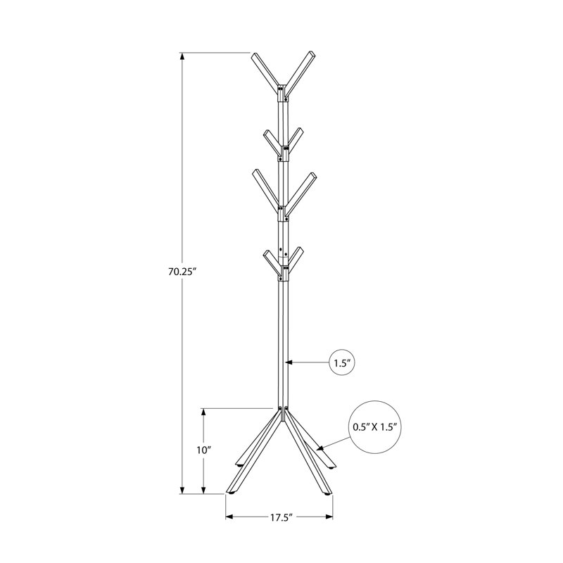 Coat Rack, Hall Tree, Free Standing, 8 Hooks, Entryway, 70"H, Bedroom, White Metal, Contemporary, Modern, White