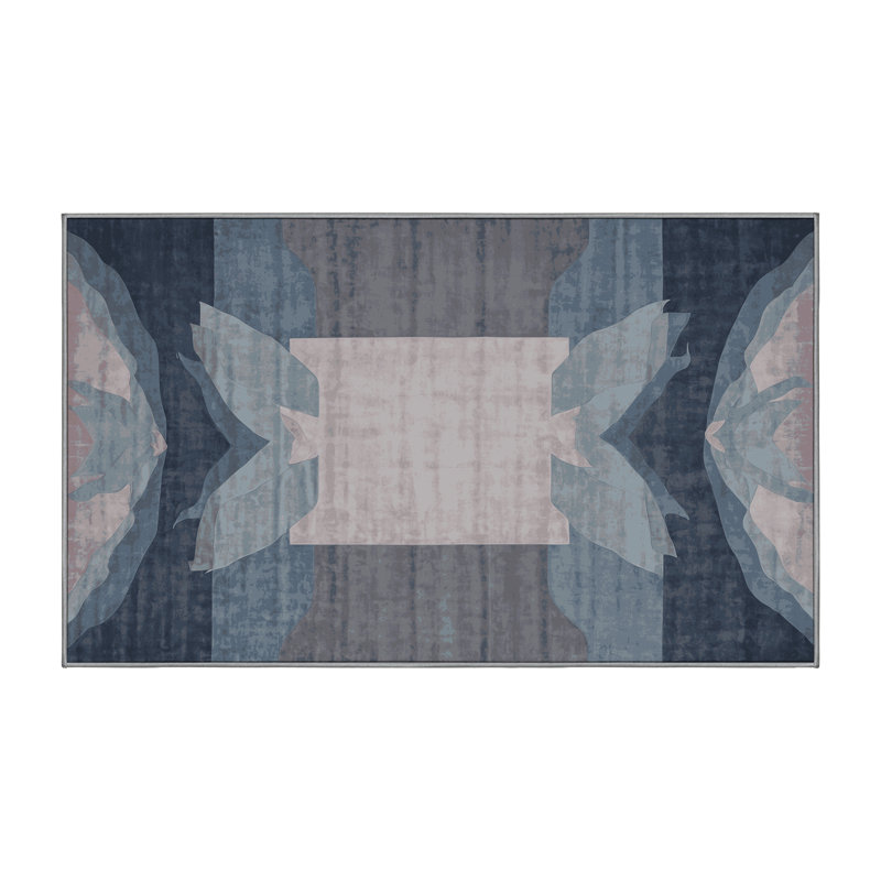 Machine Washable Gray Area Rug, Rectangle 5' x 8'