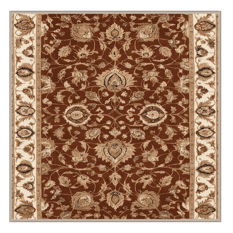 Machine Washable Persian Brown Area Rug, Square 4'