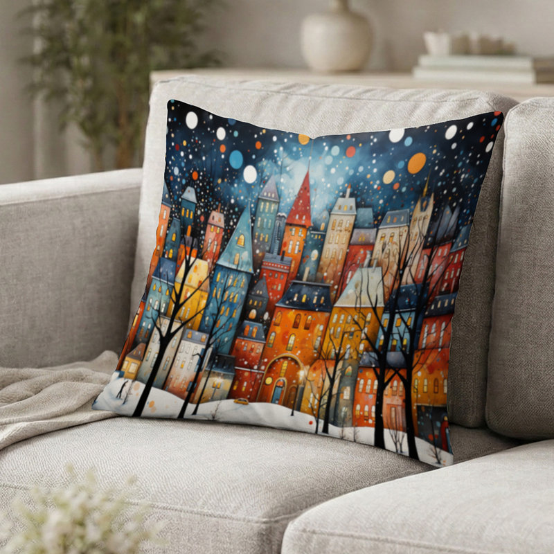 Coussin orange orange Village Art Deco - City, H 18 po x l 18 po
