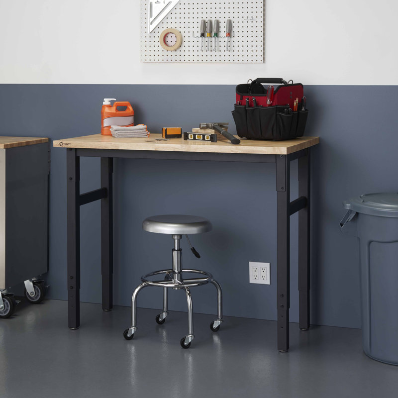 TRINITY Black 4 ft. W x 2 ft. D Adjustable Height Workbench