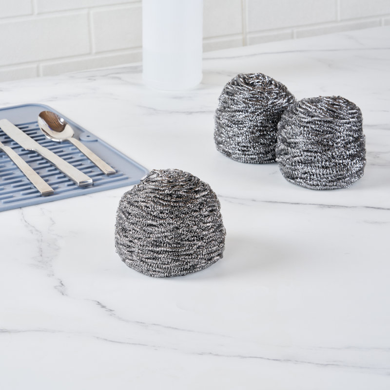 Ensemble de 10 brosses à récurer en acier inoxydable de 3,54 x 3,54 x 2,36 pouces pour ustensiles de cuisine en métal résistant à la rouille