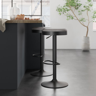 Jaydon Swivel Upholstered Faux Leather Adjustable Height Counter Stool