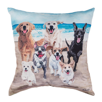 Coussin d'été à imprimé graphique 18 po x 18 po Summer Dogs