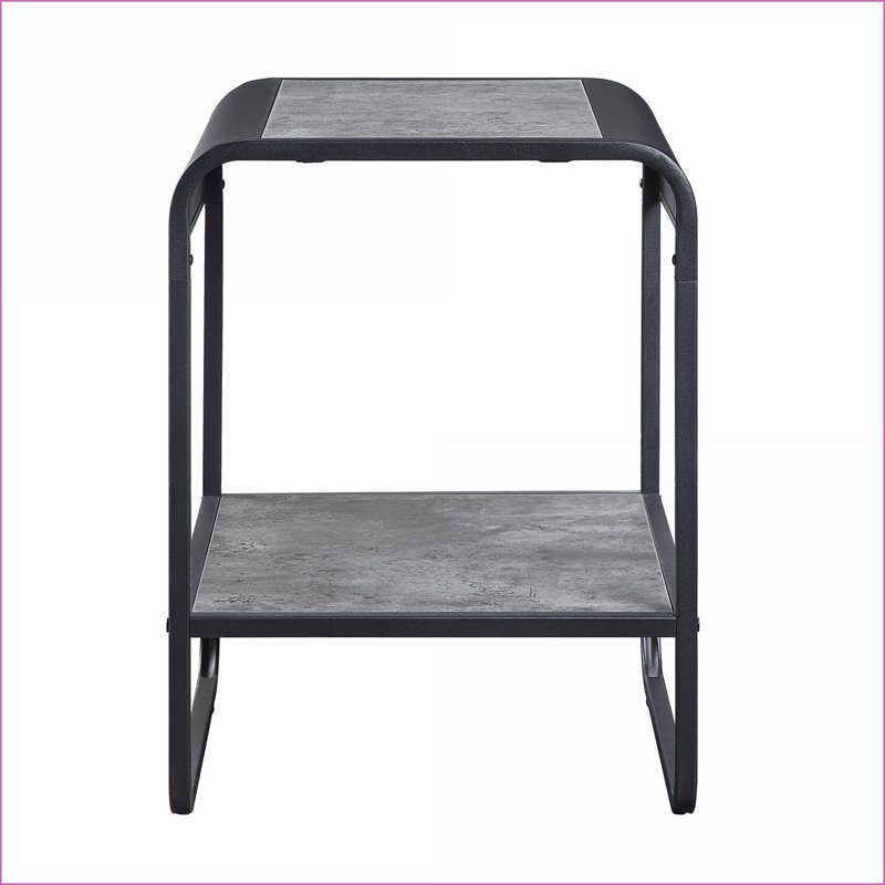 Table basse contemporaine en faux béton avec base en noyer Stable pour le salon