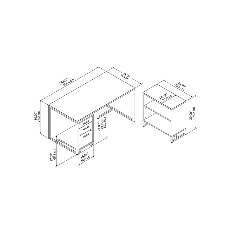 Method 3 Piece Computer Desk Office Set, White