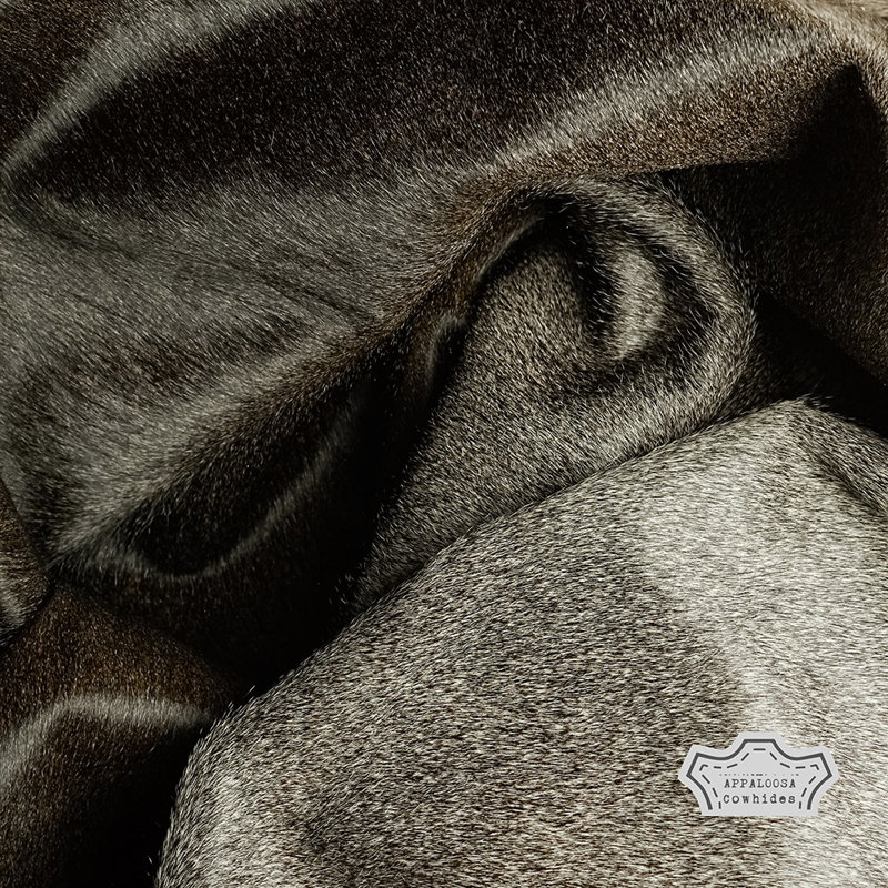 Tapis moyen en cuir de vache gris 5 pi x 7 pi - 100% cuir véritable - Accent de luxe naturel bohème chic