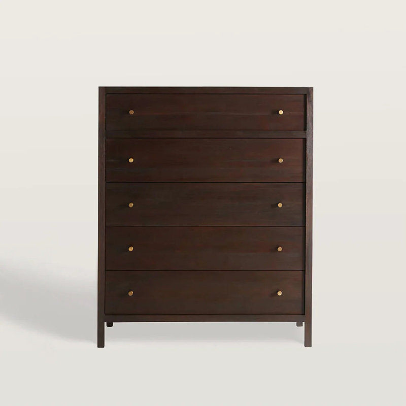 42In Mid-Century Wood Dresser Chest Of Drawers, Coffee