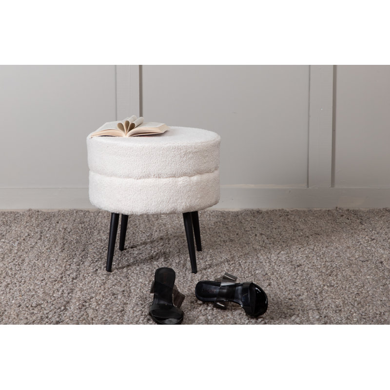 Sprague 40cm Wide Round Ottoman, Off White