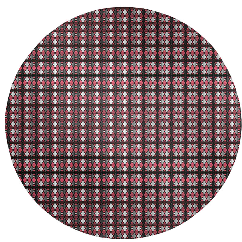 Chenille Geometric Indoor Rug, Round 5'