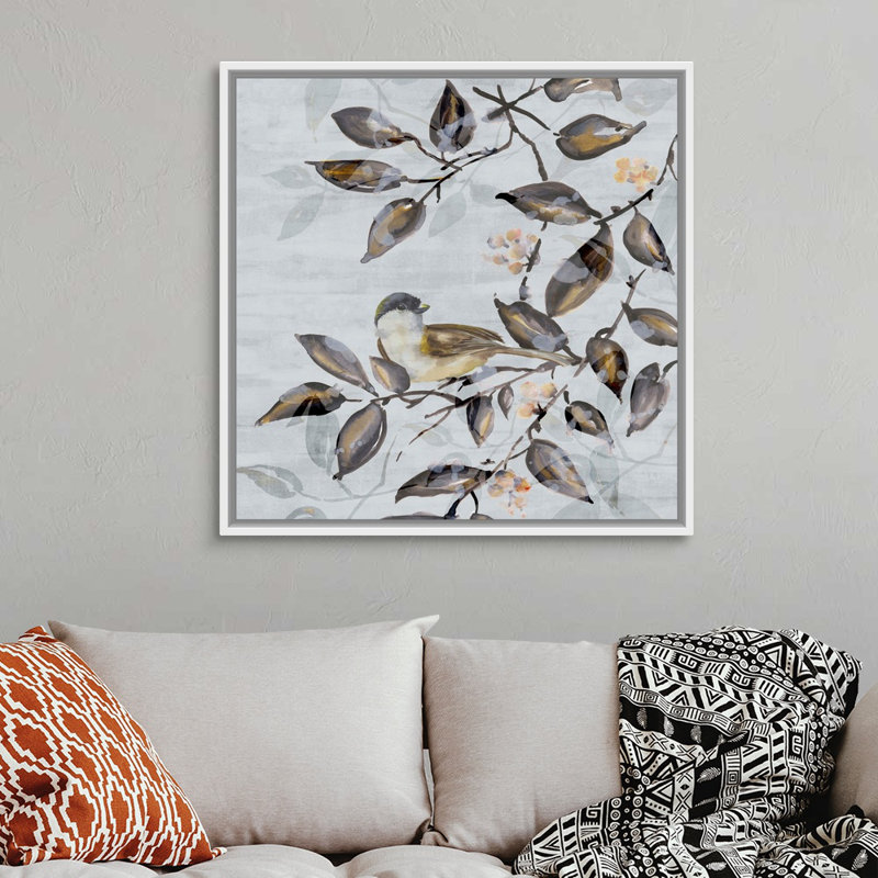 "Tweet Tweet I" par Eva watts, reproduction d’art sur toile, 38" H x 38" W x 1.75" D, Cadre blanc